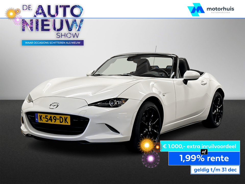 Mazda MX-5 1.5 SKYACTIV-G 132PK GT-M BLACK&WHITE NAVI FULL LED CAMERA LEDER PDC NL-AUTO NAP - Afbeelding 1