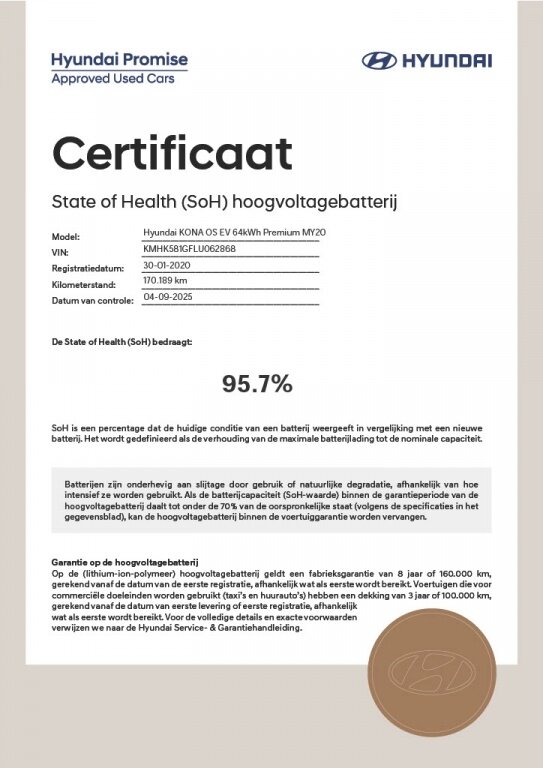 Hyundai Kona EV Premium 64 kWh | SOH 95.7% | 3-fase | BlueLink - Afbeelding 4