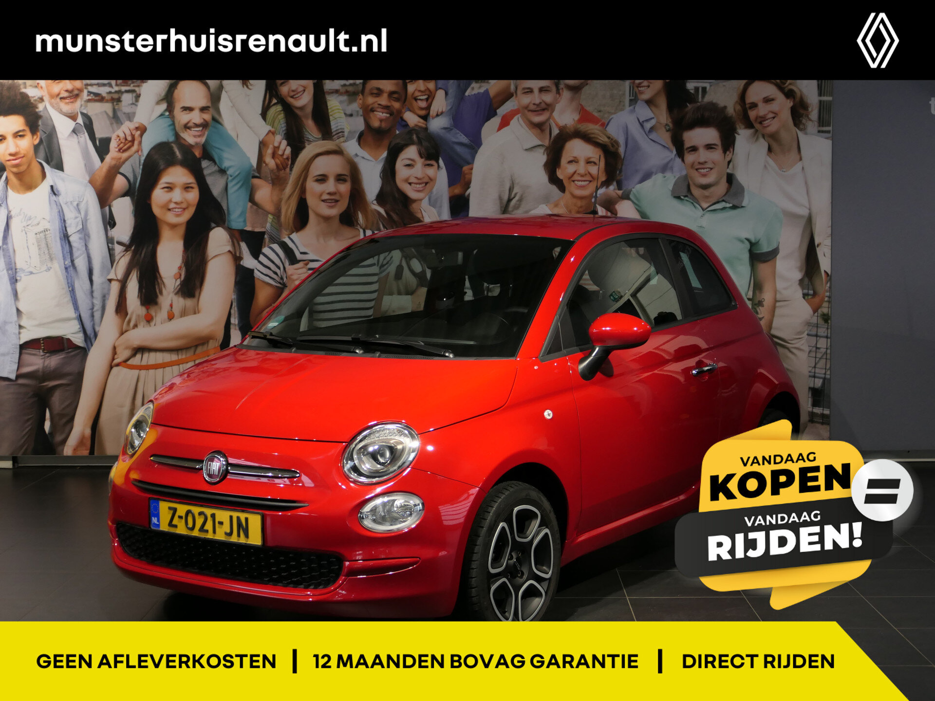 Fiat 500 1.0 Hybrid Club - Occasion Lease vanaf €339 p/m -