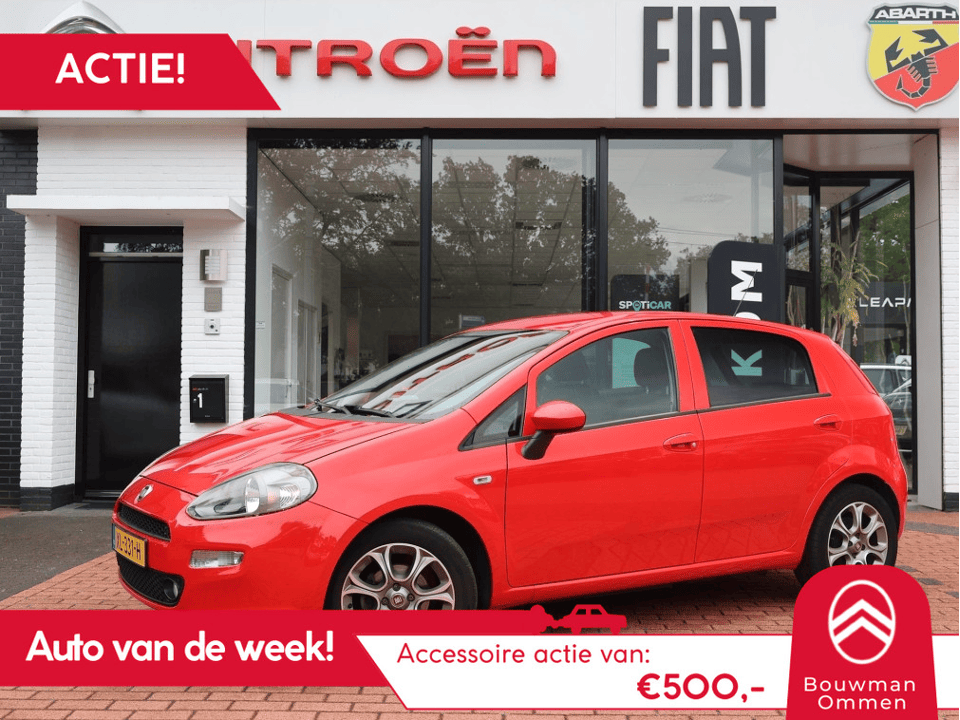 Fiat Punto *Auto van de Week!* 0.9 TwinAir Turbo 100PK 5drs Sempre, Rijklaarprijs | Navigatie | Trekhaak | Climate control - Afbeelding 1