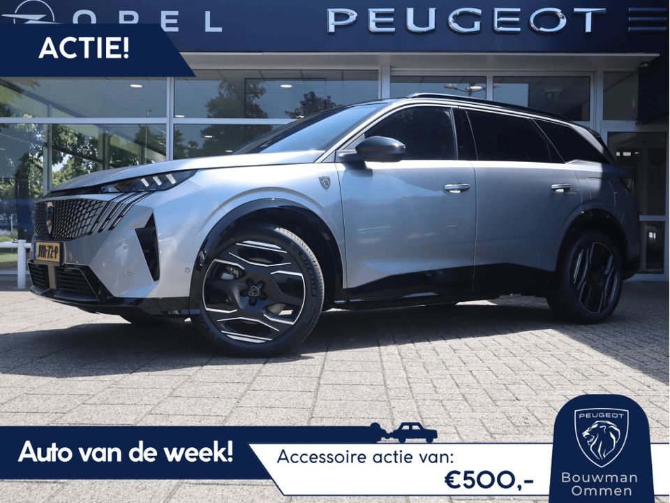 Peugeot 5008 SUV *Auto van de Week!* EV GT Exclusive 73 kWh 210PK 7pers., Rijklaarprijs, Leder Trekhaak Navigatie 360° Camera 20 inch wielen - Afbeelding 1