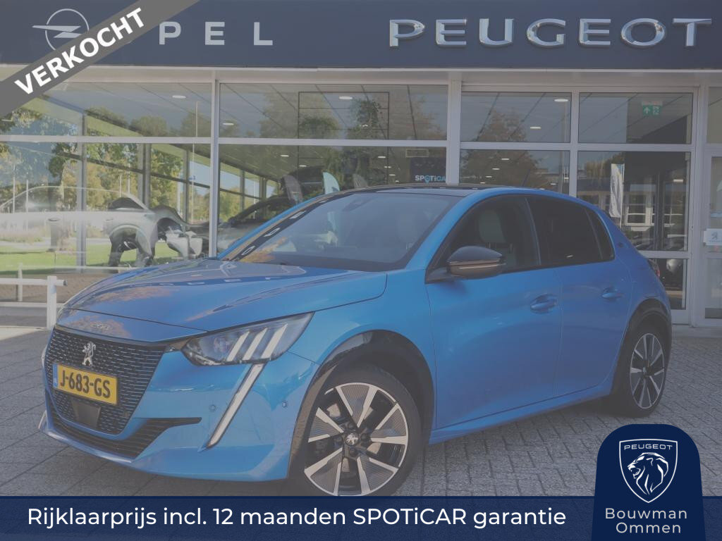Peugeot e-208 GT EV 50kWh 136pk, Rijklaarprijs, Panoramadak Adaptieve cruise control 3-Fase Alcantara bekleding VERKOCHT