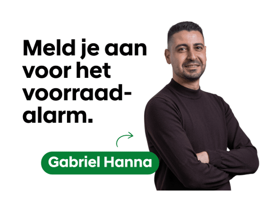 Meld je aan voor het voorraadalarm. Gabriel Hanna