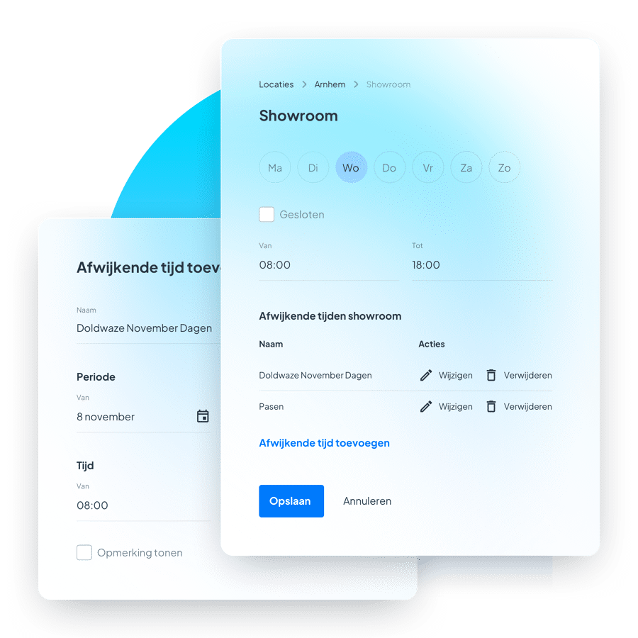 Organisatie-Openingstijden-Koppelingen